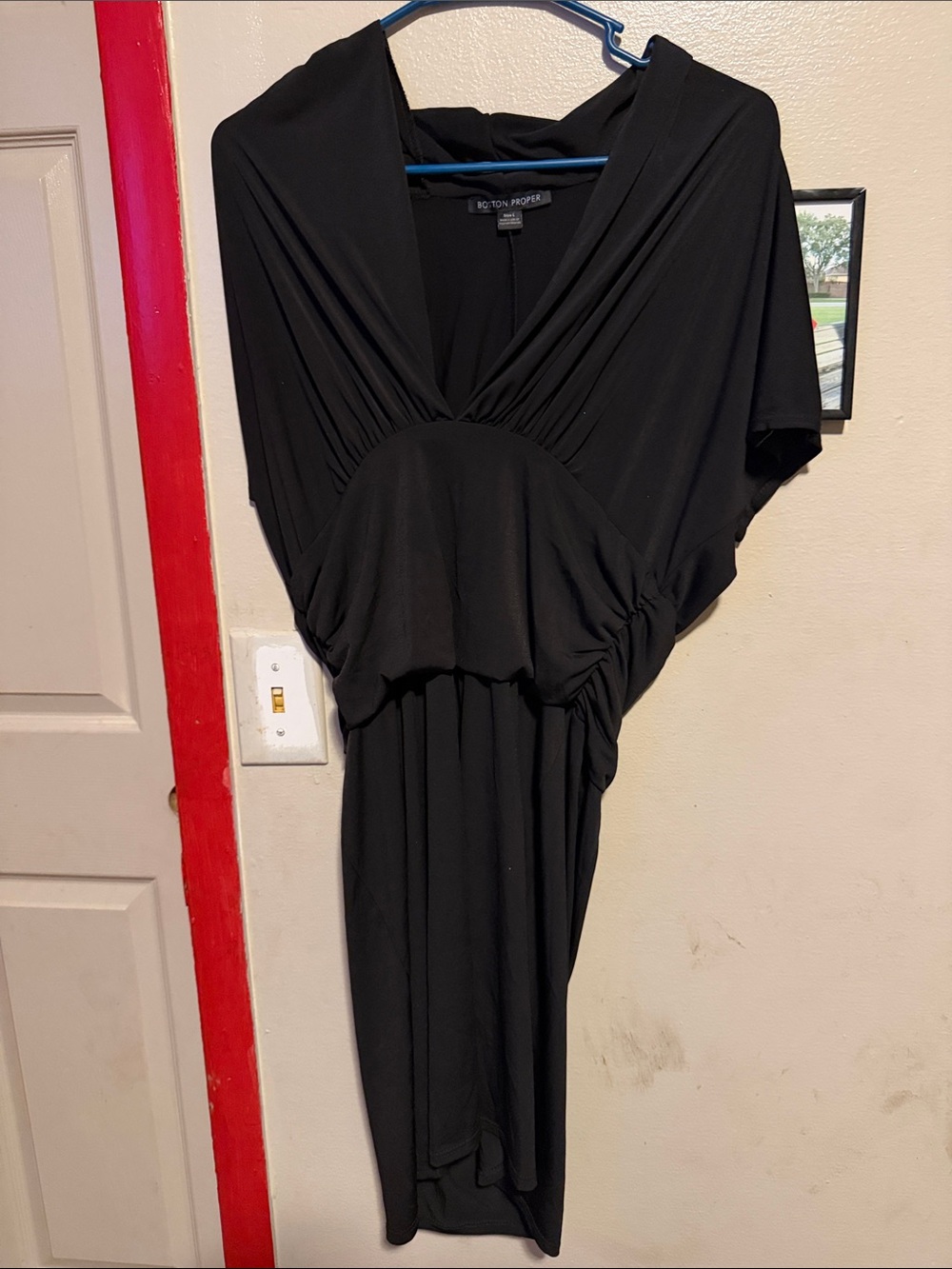 Boston Proper Black Draped V-Neck Maxi Dress